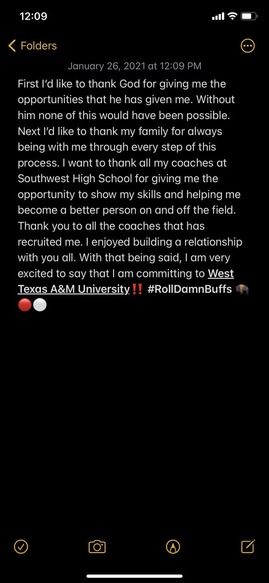 Caleb7Ollison's tweet photo. 110% committed to West Texas A&amp;M #RollDamnBuffs 🦬🔴⚪️ https://t.co/0YC7suLHgM