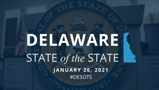 delaware_gov's tweet photo. Today at 2:15PM watch live as Governor Carney delivers the 2021 State of the State Address. https://t.co/xnjwC8U7Xe #DESOTS https://t.co/uVME7MZNhB