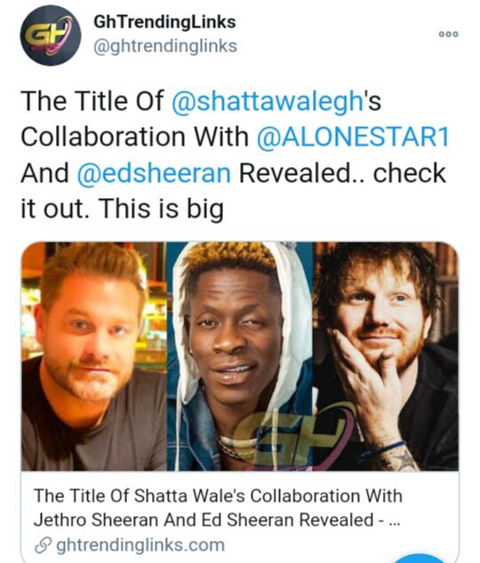 contractor4's tweet photo. #Ghana Good news spreads faster than #COVID19  The remix of the single Dream by @shattawalegh  will feature #EdSheeran  and @ALONESTAR1  and will be available only on our next album project to be headlined by #Julianmarley son of @bobmarley  Big up @Digital1Ent  @WorldAReggae https://t.co/4BU4Z64nH9