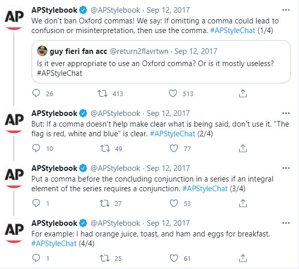ArenaBlake's tweet photo. That moment when you tell Word to stop yelling at you to use an Oxford comma. As a #journalism graduate, I know when it's appropriate to use one! #APStyleForever https://t.co/JsWxMs043S
