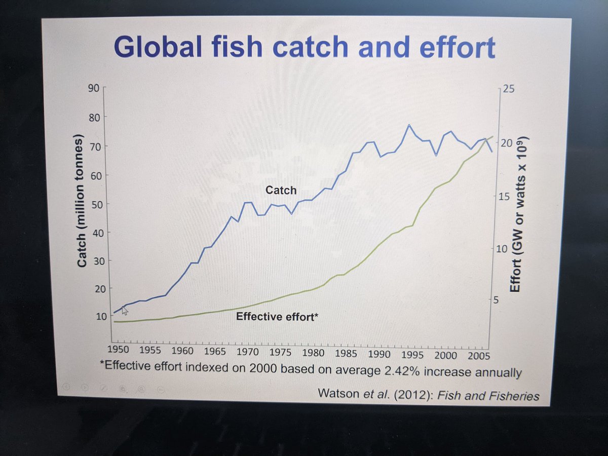 fionabeaty's tweet photo. A #deadocean is possible if we continue our current fishing management practices. This📈 shows how we put much more effort into fishing now than 50 yrs ago, simply b/c we have already taken so much out of the ocean. When do we stop? When do we slow down?! Now pls! #oceanconsvnUBC https://t.co/UiqWTPbJdi