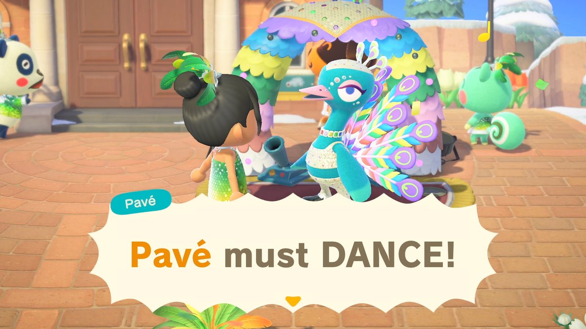 NintendoAmerica's tweet photo. When Festivale arrives on 2/15, colorful feathers will be floating on your island. Catch them with your net, give them to Pave, and he’ll perform a passionate dance! You’ll also want to keep an eye out for feathers with a rare color…

#AnimalCrossing
#ACNH https://t.co/PZp8NkwISk