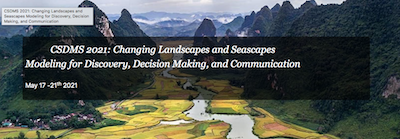 Registration now open!  CSDMS 2021 Annual Meeting, "Changing Landscapes and Seascapes: Modeling for Discovery, Decision-making and Communication," May 17th to 21st, 2021 (virtual).  Register here: csdms.colorado.edu/wiki/Form:Annu…