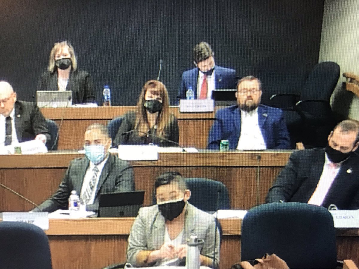 4/ I’ll add that the anger I feel towards one of the bill’s sponsors who is sitting in this small hearing room, where air flow is minimal, after closing session for a week due to Covid outbreak, without a mask is indescribable. I haven’t hugged my dad in 10 months.  #moleg