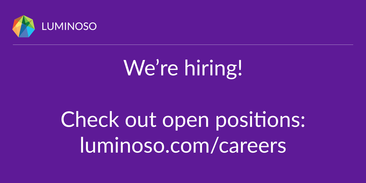 New open role this week – join the Luminoso #sales team! Apply below.
🔺 Business Development Representative 

✨ More open positions ✨
▪️ UX/Learning Designer
▪️ Software Engineer
▪️ Junior Software Engineer

buff.ly/35Ddpqk
#hiring #engineering #techjobs #nlp