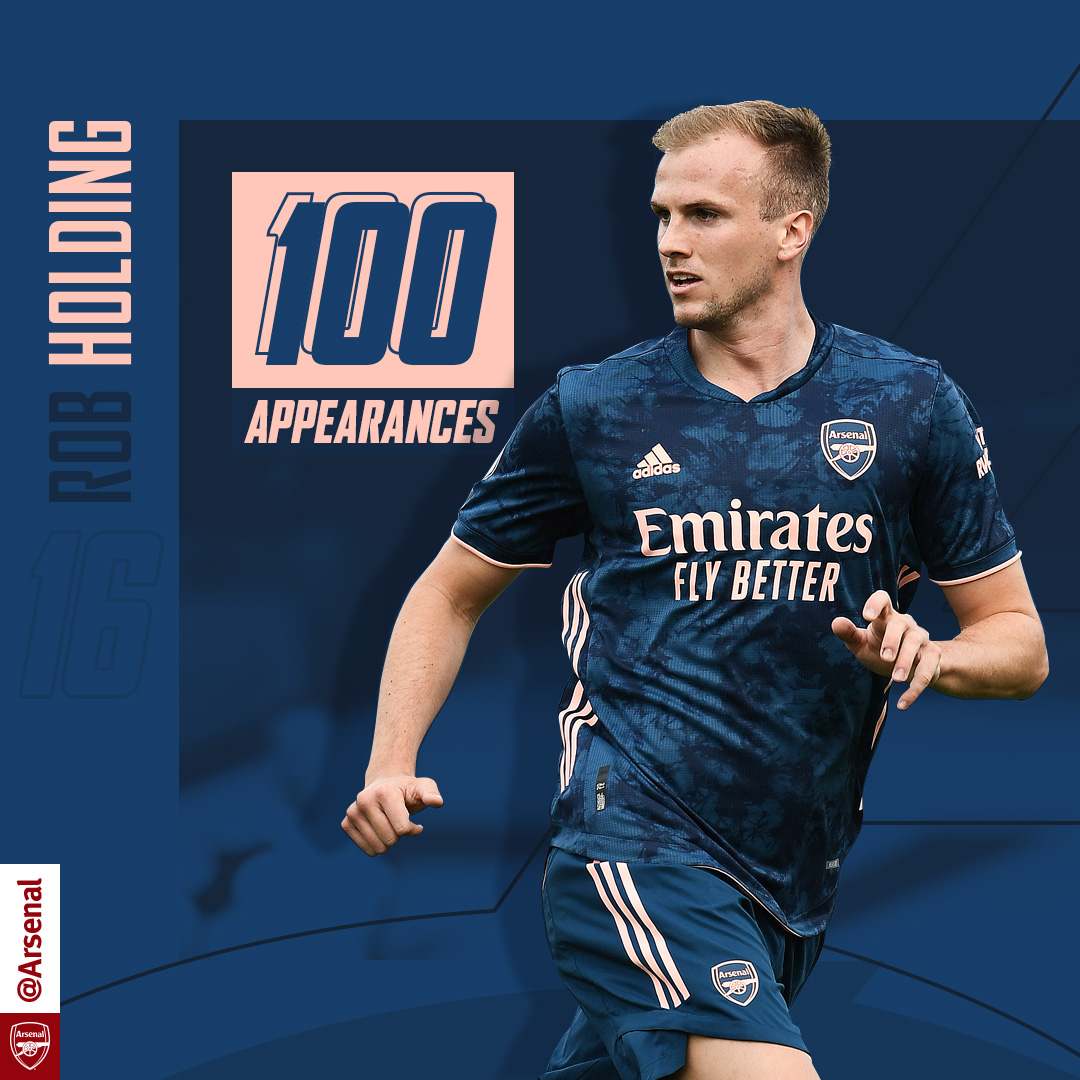 Arsenal's tweet photo. 💯 The Arsenal's latest centurion

Congratulations, @RobHolding95 👏 https://t.co/C2zy9mneOG