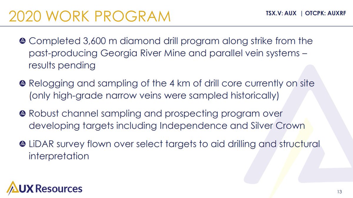 AUXResources's tweet photo. Looking back on the initiatives of our 2020 Work Program:
✅ Completed 3,600 m diamond drill program
✅ Sampling of the 4 km of drill core currently on site
✅ Robust channel sampling and prospecting program

Discover More: https://t.co/sBJ5tbQaLY

$AUX #GoldenTriangle #BCGold https://t.co/8WqbOg0bU8