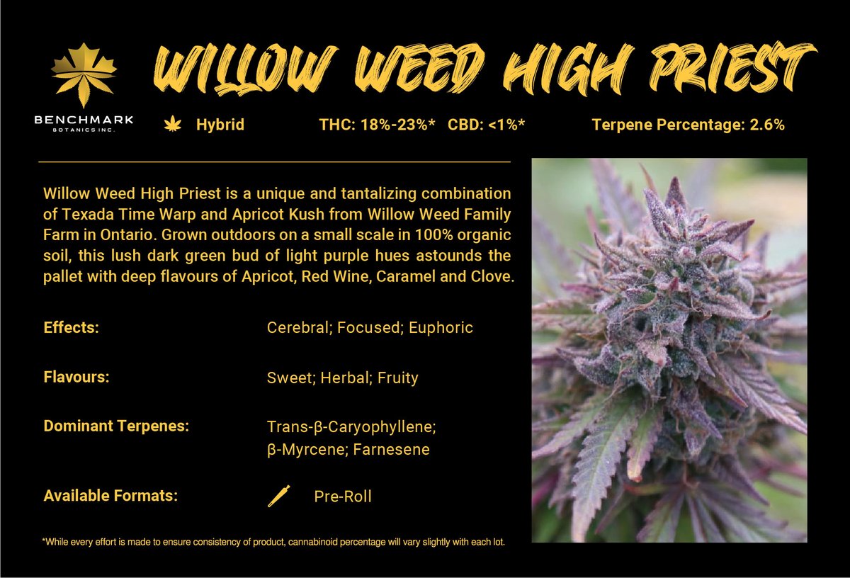 benchmarkbc's tweet photo. From seed to soil, from plant to pre-roll Willow Weed High Priest’s journey to this point has been one love, hard work and dedication. Where will the Prest’s journey take them next? Be sure to stick with us and you will be the first to know! 

#cannabis #cannabisindustry https://t.co/2d5dUaQ0sq