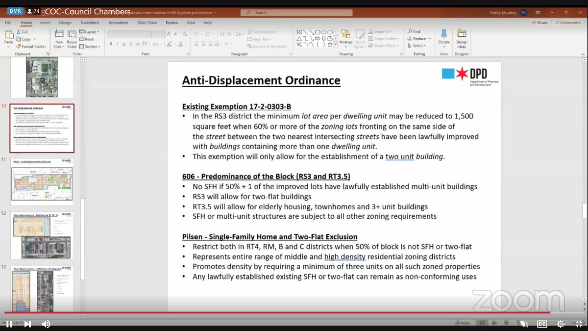 I'm about ten minutes behind, but the committee is debating two "anti-displacement" measures from Mayor Lightfoot for Pilsen and the 606 area.You can watch here: https://www.chicityclerk.com/virtual-committee-zoning-landmarks-and-building-standards-4