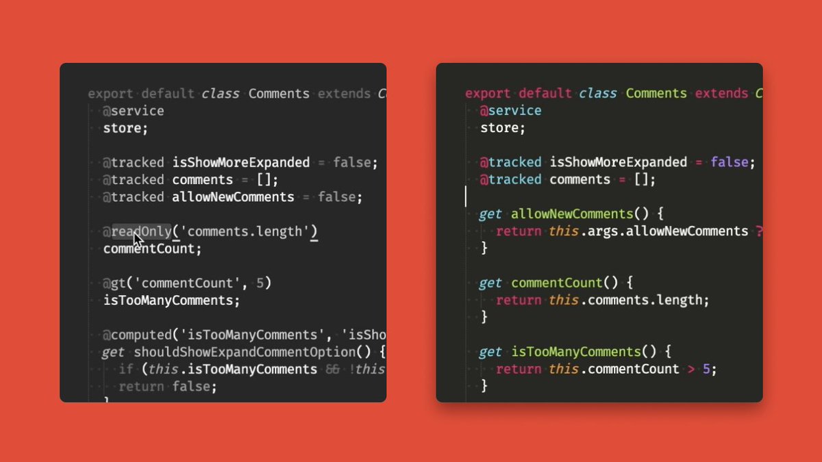 Learn about template colocation, the action decorator, getters, and default values in "Converting an Ember Component to a Glimmer Component, Part 2":

embermap.com/topics/convert…

#EmberJS