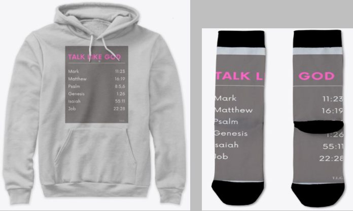TALKLIKEGOD's tweet photo. Hoodie and socks from our pink and gray scripture menu line. Order yours today at:

#mountainmove #bindandloose #crownedwithgloryandhonor #dominion #wehavedominion #Godswordwillnotreturnvoid #decreeanddeclareit #decreeanddeclare #takeauthority #authority #talklikeGod https://t.co/BR7eGAvI89