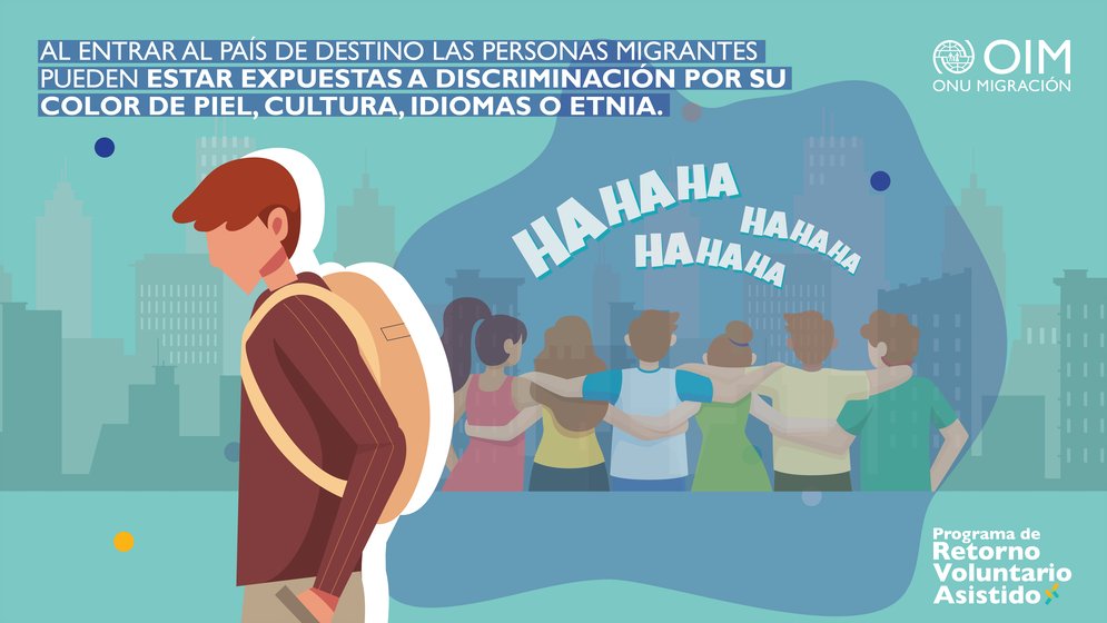 OIMhonduras's tweet photo. #YoMeInformo ¿Y vos? 📚🔍
👉🏼Al entrar al país de destino, las personas migrantes pueden estar expuestas a discriminación por su color de piel, cultura, idiomas o etnia. 👦🏼👩🏽🦱👱🏿♀️
#ProgramaRVA #RetornoVoluntario https://t.co/MY5n2DuZyD