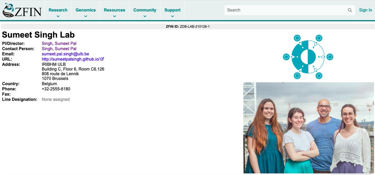 Sumeet Pal Singh (@sumeetpalsingh8) on Twitter photo Amazing to see the lab page on <a href="/ZFINmod/">ZFIN</a> website after more than a decade in the field, starting with <a href="/Ken_Poss_Lab/">Ken Poss</a>, moving to Ninov Lab <a href="/CRTDpress/">CRTD</a> and finally at <a href="/ULBruxelles/">Université libre de Bruxelles</a>, proudly hostly highly talented PhD students <a href="/selifeski/">Sema Elif Eski</a>, <a href="/InesGarteiz/">Inés Garteizgogeascoa Suñer</a>, <a href="/macotaa/">Macarena Pozo-Morales</a>
zfin.org/action/profile… Amazing to see the lab page on <a href="/ZFINmod/">ZFIN</a> website after more than a decade in the field, starting with <a href="/Ken_Poss_Lab/">Ken Poss</a>, moving to Ninov Lab <a href="/CRTDpress/">CRTD</a> and finally at <a href="/ULBruxelles/">Université libre de Bruxelles</a>, proudly hostly highly talented PhD students <a href="/selifeski/">Sema Elif Eski</a>, <a href="/InesGarteiz/">Inés Garteizgogeascoa Suñer</a>, <a href="/macotaa/">Macarena Pozo-Morales</a>
zfin.org/action/profile…