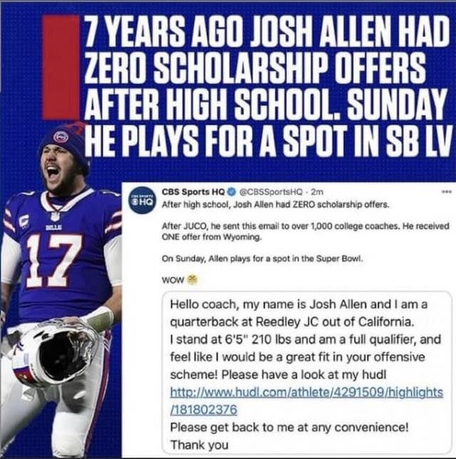 Obviously this is a week old and he fell to the best team in the league. But, great example that you have to “Believe to Achieve.” You have to “See it to Be it!”💯