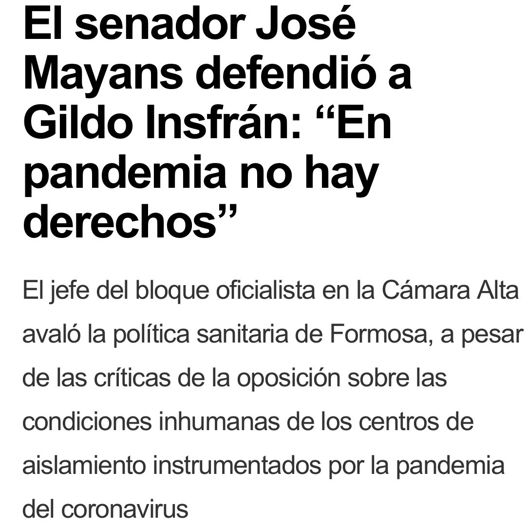 PatoBullrich's tweet photo. La pandemia no es motivo para violar los derechos garantizados en la Constitución. Sólo en las dictaduras son anulados. Es inadmisible y peligrosa la justificación del senador Mayans.  Sin derechos no hay democracia ni República.Impidamos que estos autoritarios anulen la libertad https://t.co/8ca3rcAEH8