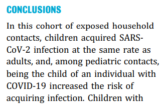 ils écrivent"L’immense majorité des enfants s’infecte au sein des cellules familiales et non pas dans les écoles et/ou les crèches"et citent un article,qui dit juste que"les enfants s'infectent=les adultes et si un de parents est malade,l'enfant a plus de risques de l'être" 8/21