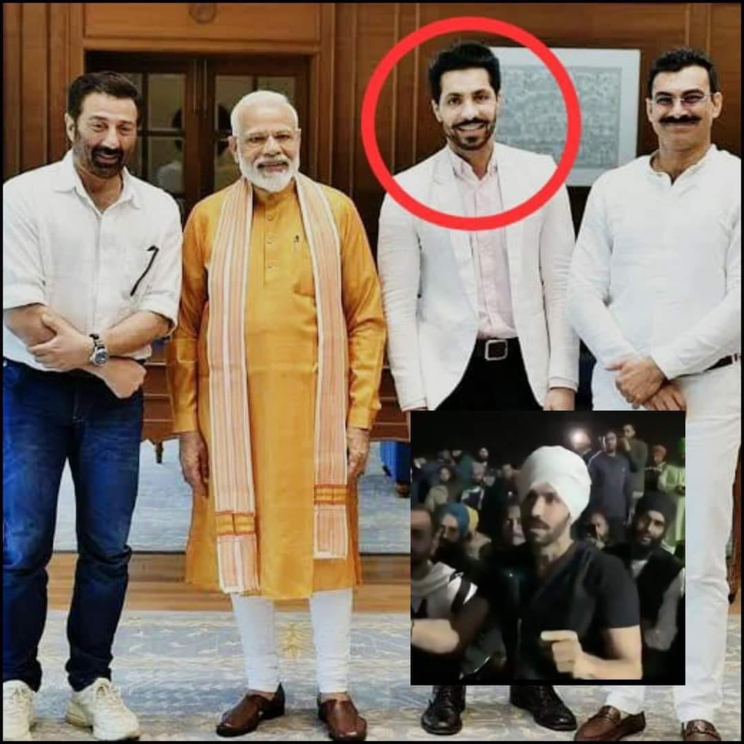 INCKARAN's tweet photo. Was Deep Sidhu and his followers responsible for hoisting that flag at the Red Fort? 

He is the same person who campaigned for BJP in Lok Sabha Elections. Last time also he caused trouble in the protest by giving alleged Pro-Khalistani statements. https://t.co/f2KG3A2fa0
