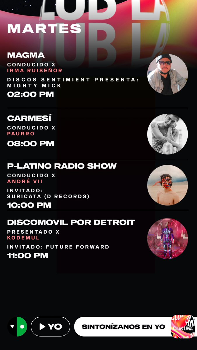 irmaruisenor's tweet photo. Holi ya está al aire bb #MAGMA hoy tenemos mix presentado por ls genixs de #DiscosSentimiento hoy de @mmightymick <3 #np RSNNC - One Thousand Ants
EN VIVO en la app de @yotelcoplus en #CLUBLAVA https://t.co/HXn5iFfIwh https://t.co/BFhvGhaPvC