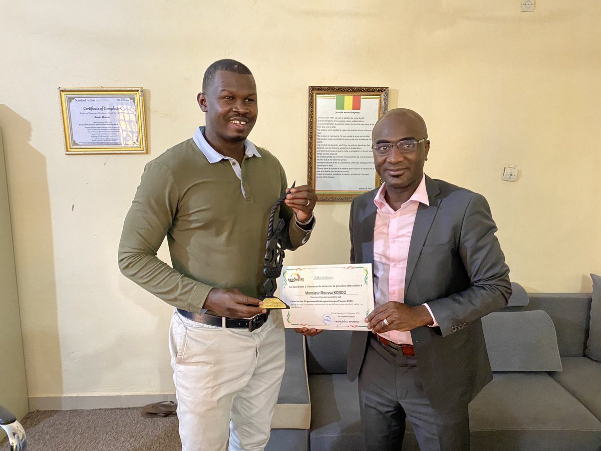 Kondoba's tweet photo. Très honoré de figurer parmi les 50 personnalités ayant marqué l’année 2020 au #Mali par l’organisation @BarometreLe 
Cette reconnaissance est le résultat du travail acharné de toute l’équipe de @AccountLab 
Merci à tous pour le soutien et félicitations aux autres lauréats https://t.co/GuSUMkeNP0
