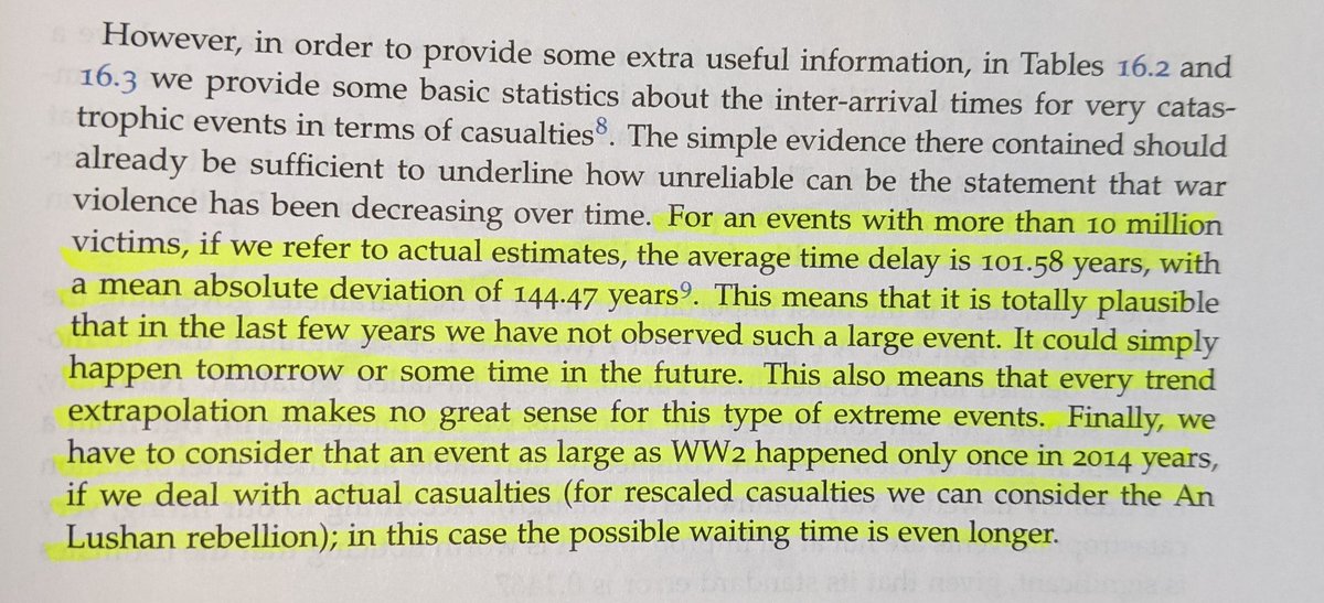 "Violence is much more severe than it seems from conventional analyses and the prevailing "long peace" theory... The risk of violent conflict has not been decreasing, but rather is underestimated... "