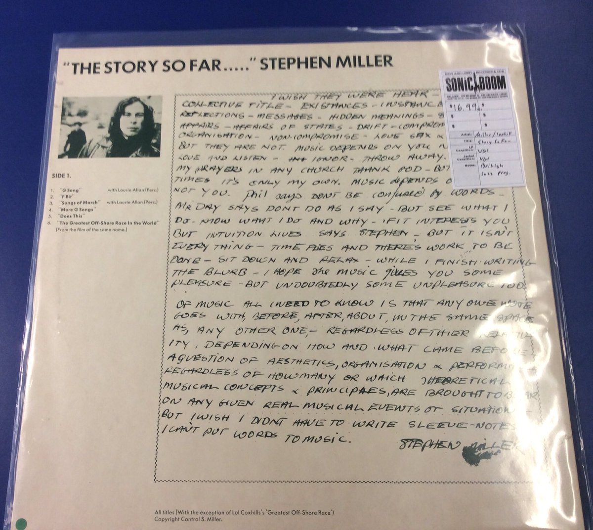 SonicBoomSpins's tweet image. Stephen Miller / Lol Coxhill – The Story So Far... / Oh Really? #NowPlaying #JazzProg @virginrecords
