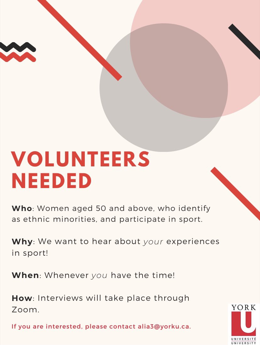 If you

✅ Are a woman
✅ Identify as an ethnic minority
✅ Play sport

Share your experiences in sport by participating in a short interview. See details below!