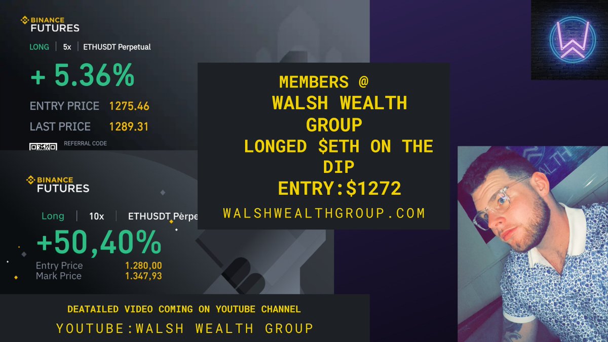 Members @walshwealth_

Longed $ETH on the Dip
 
@CryptoGodJohn Shared the Setup in the Discord!

ENTRY: $1272

Discord is Closed!

Sign-Ups RE-OPEN

04/02/21

10 AM-10 PM EST 

10DAYS LEFT ONLY

https://t.co/oLrmU3NIDI

#Bitcoin  $BTC  $ETH $LTC $LINK $XRP $XTZ $TRB $SXP $ALGO https://t.co/ZH2GTvtY24