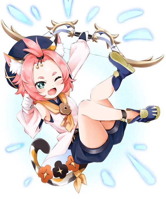 ディオナ LV80突破記念に描いた😺
#原神 