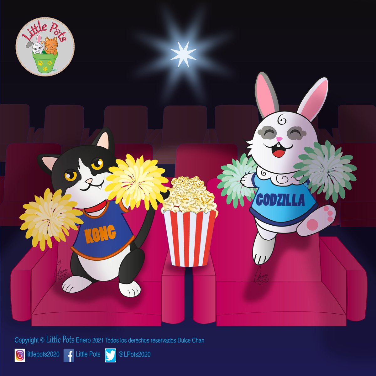 LPots2020's tweet photo. Los Little Pots están emocionados con el tráiler de King Kong vs Godzilla.
Mei y Bunnyfacia ya hicieron sus equipos y con rocetas de maíz en mano se preparan viendo sus películas legendarias.
¿Cuál es tu monstruo favorito?.
#LittlePots #kingkongvsgodzilla https://t.co/jSFRfkuvF2