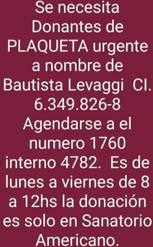 El es #Bauti, propongo que hagamos RT hasta que su nombre sea tendencia y entre todos podamos ayudarlo. Necesita donantes de plaquetas de manera URGENTE. ¿Me ayudan? ❤