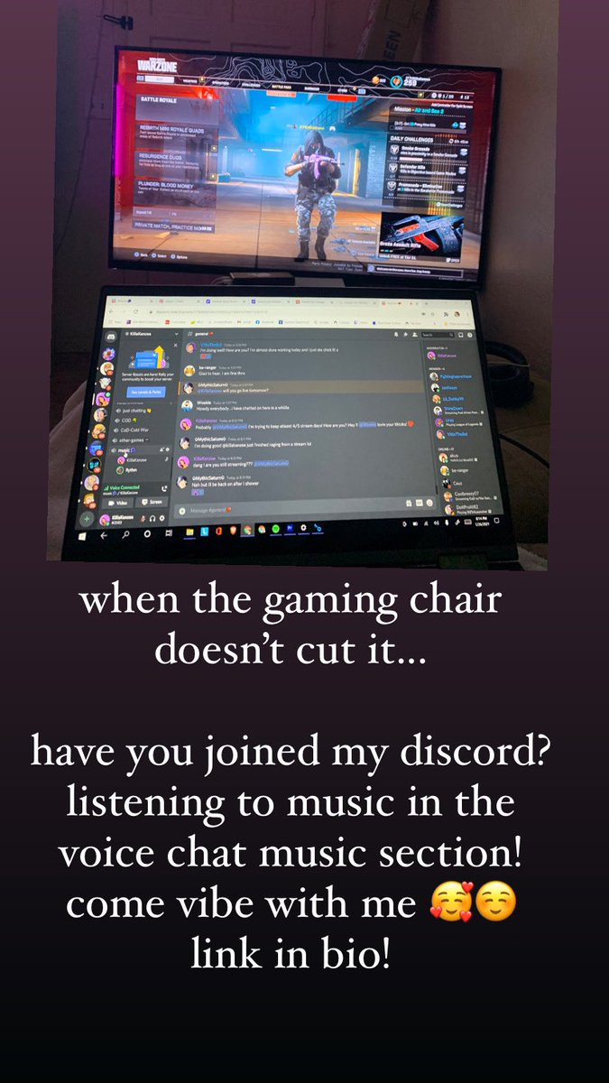 KillaKenzee's tweet photo. Iβm Vibin out in the music πΆπΆ
voice section in my Discord!
Come hang with me :)
https://t.co/h4htfKKDUh
https://t.co/xV8hRf0Hb1
#Vibez #vibe #music #newmusic #AGoodDayToBeAlive #discord #girlgamer #gamergirl #hangoutsesh #hangsesh https://t.co/oVowDb9s80