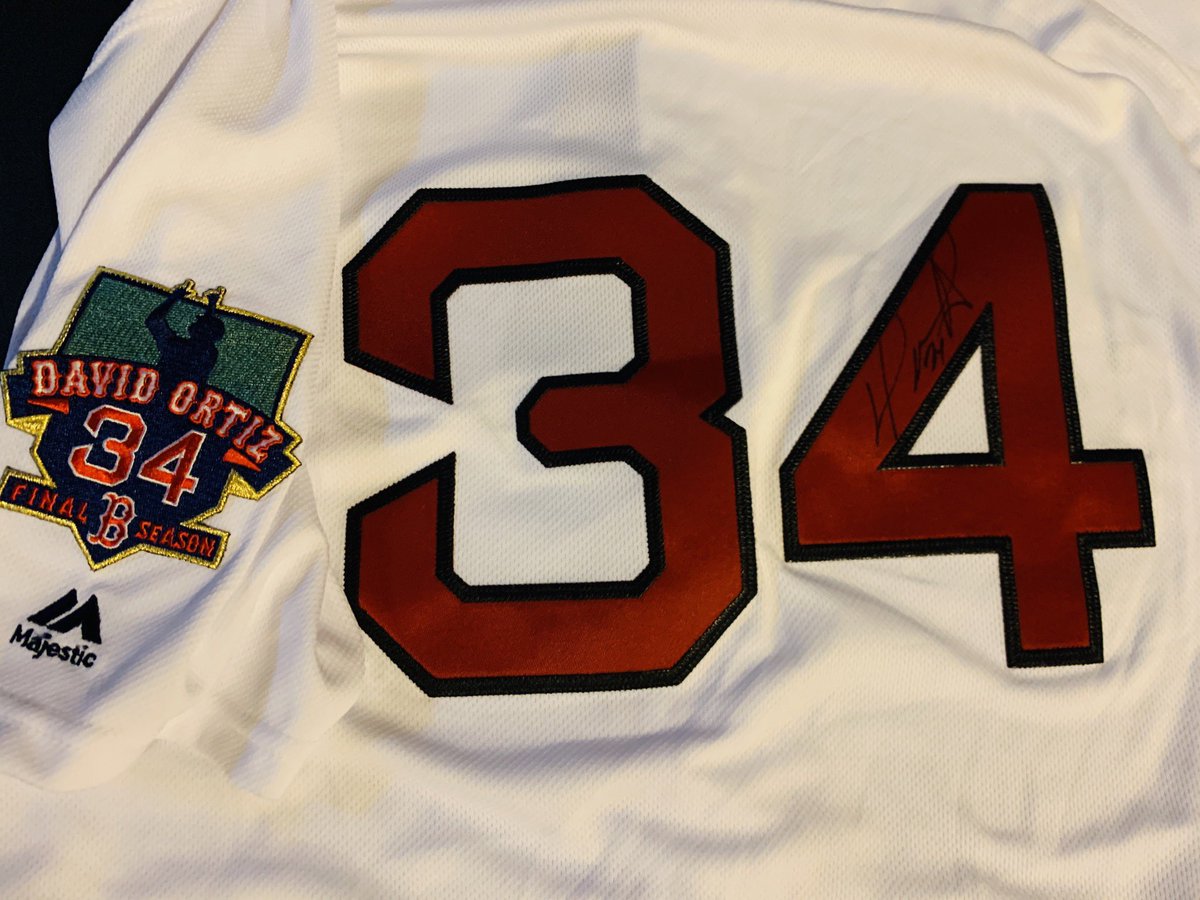 MoRells86's tweet photo. Last item ever! A David Ortiz autographed Final Season replica jersey (size XL) $350 shipped take Venmo or PayPal. Reply with “Sold” and look for reply/DM. #LeftoverSale https://t.co/ZehJQD5zVg
