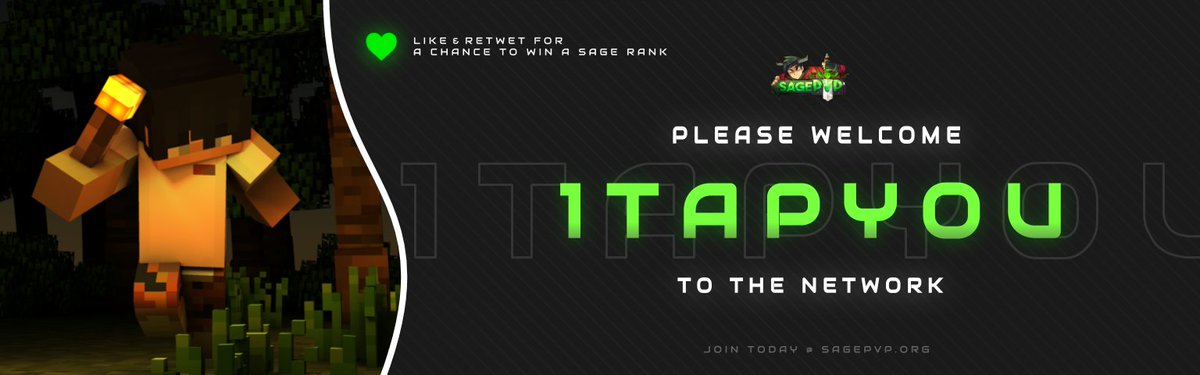SagePvPORG's tweet photo. Please welcome @1TapYou to the SagePvP Network! 🏆

He'll be recording &amp; streaming this week.

⚔️SOTW on HCF is Saturday at 2PM EST!

🎁We're giving away the following:

• 30x 1TapYou Keys
• 2x Sage Ranks

❤️+ 🔄+ Comment IGN to enter! https://t.co/Mi3K4TDUOg