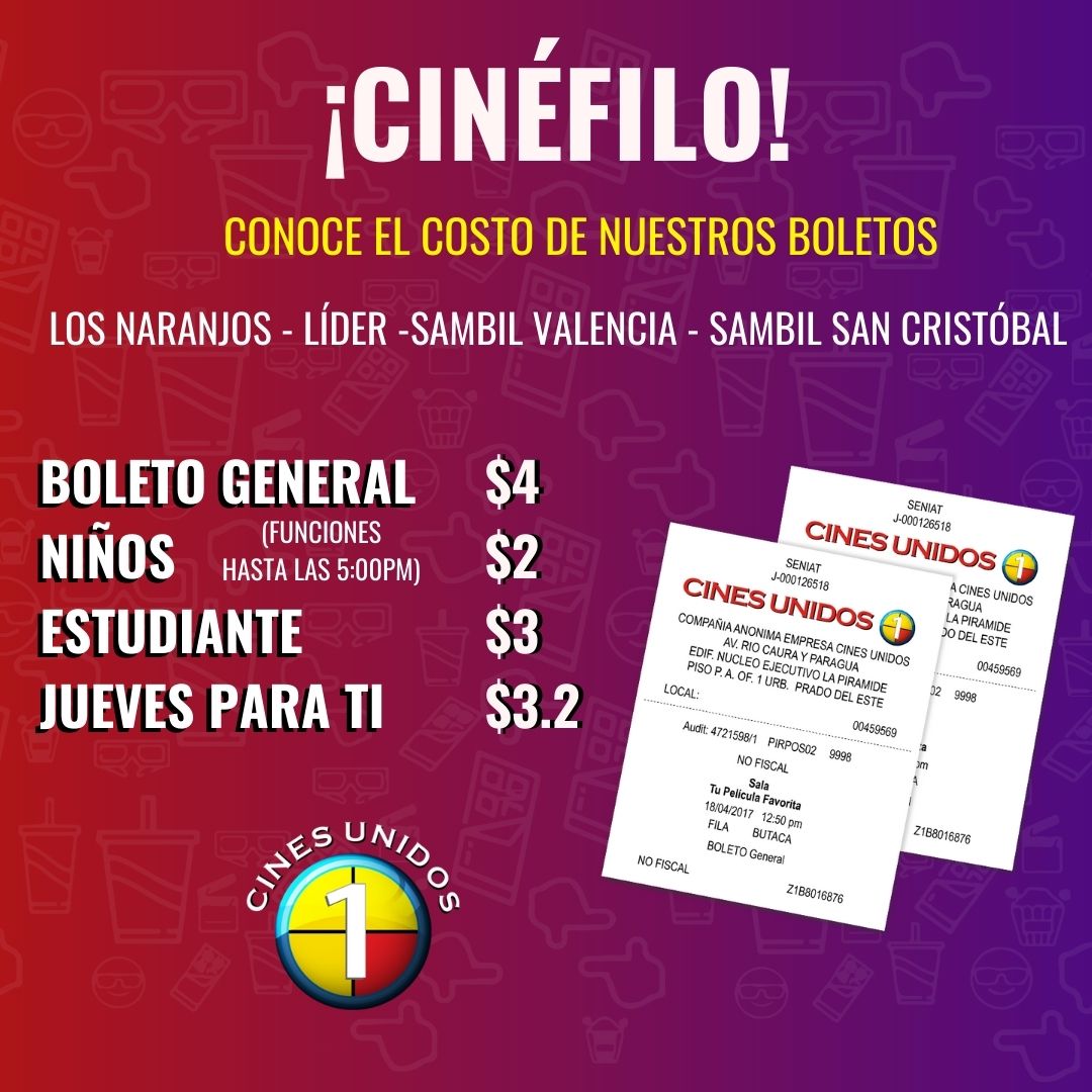 El precio de las entradas a los cines depende de su ubicación. Foto: Twitter Cines Unidos