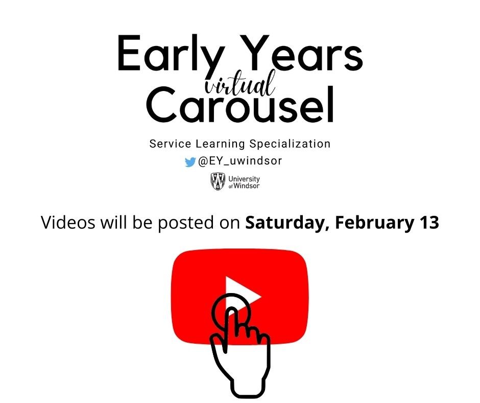 MsBrady21's tweet photo. Make this Family Day weekend one to remember by taking part in the #earlyyearscarousel! Videos will be posted on Saturday, February 13, 2020. Visit our YouTube Channel on February 13 to access all of our Family Day 2021 activities: https://t.co/Y5tVur6w9j @EY_uwindsor https://t.co/JSWq43cDJu