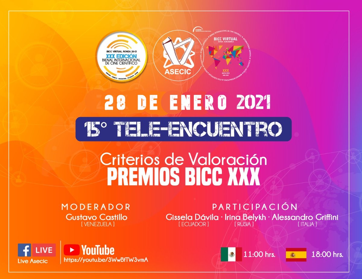 SecihtiGobPue's tweet photo. Te invitamos a participar en el 15º Tele-encuentro organizado por la Asociación Española de Cine e Imagen Científicos

¡Tu participación es muy importante para nosotros! 🥳🤩
🔴Transmisión a través de:https://t.co/e1oGGHLxGG
 
🔴Youtube: https://t.co/6t9n7kGkXN
#Asecic https://t.co/QAA86x8rQH