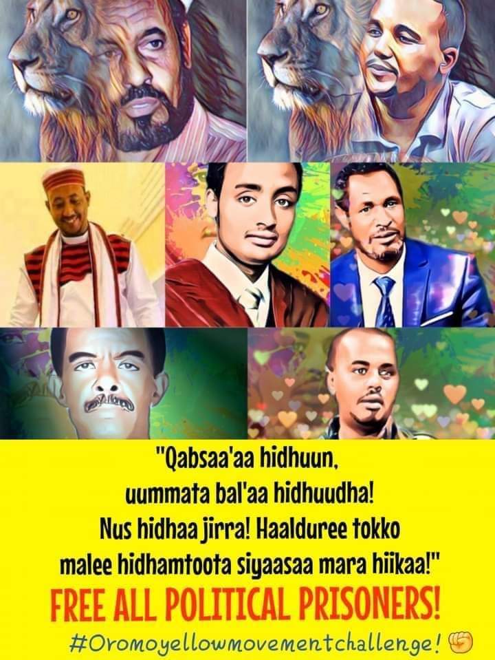 Fatii56976582's tweet photo. #yellowchellenge #OromoYellowMovement #FreeAlloromoPoliticalPrisoners #FreeJawarMohammed #FreeBekeleGerba #freehamzaborana #JusticeForHaacaaluuHundeessaa https://t.co/fp2i9iN6va