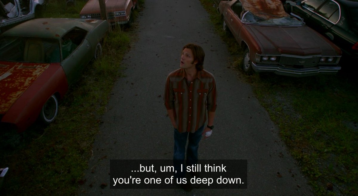 i already kind of mentioned this one but it needs its own entry... cas condemning sam to a fate he knows is worse than death just to distract dean (not even addressing sam when he does it), vs. sam just. fucking. forgiving him immediately.
