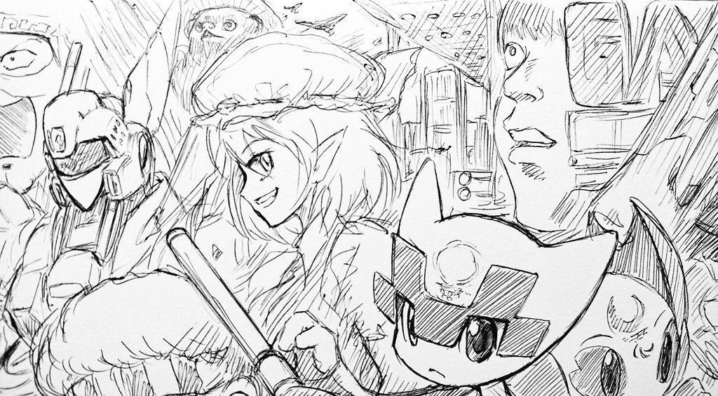 先日描いた「TLらくがき」を拡大するとこんな感じです。
フォロワーさんのアイコンとかバズってるイラストとか参考に模写するんじゃなくてモチーフにして一気に描きます。

ただし出来上がりがカオスすぎるので「女の子」とか「メカ」とかジャンル固定して描いたほうがいいかもしれません。 