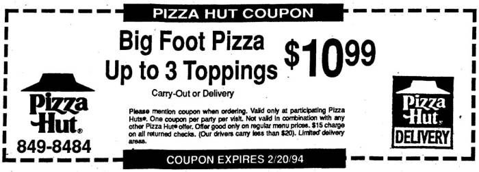 Pizza Hut's BigFoot Pizza