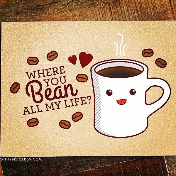 embertrading's tweet photo. "Where You Bean All My Life?" Perfect as a birthday, anniversary, valentine's day, or any occasion love card.

#coffee #coffeecup #coffeelover #carddesign #design #valentines #valentineday #cards #valentine #tuesdaymotivation #love #positivity #fun  #punny #comedy https://t.co/7xZMW2hMIn