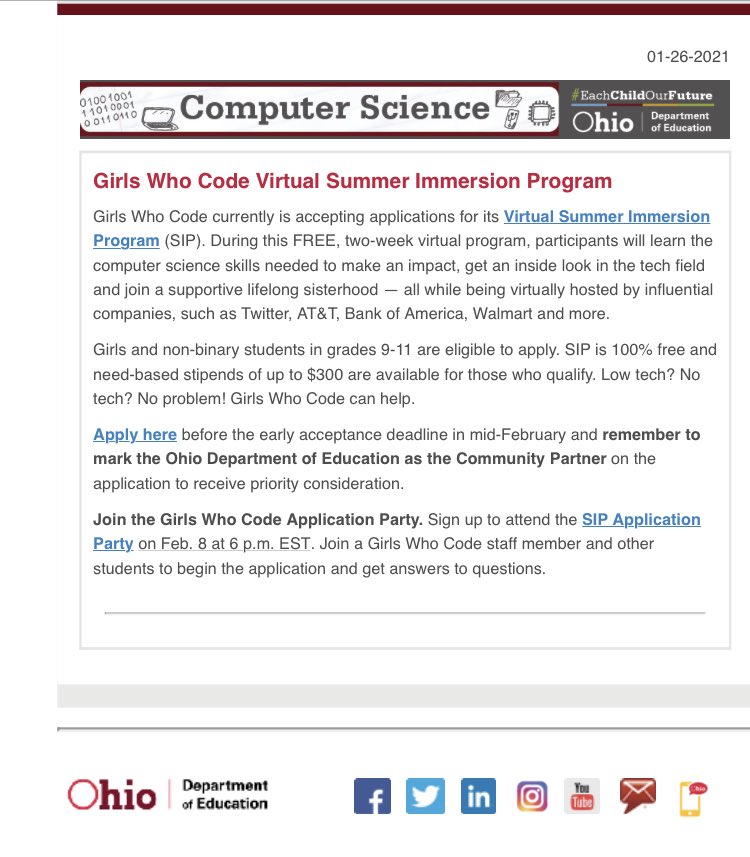 Calling all girls for the Girls Who Code Virtual Summer Immersion Program!
