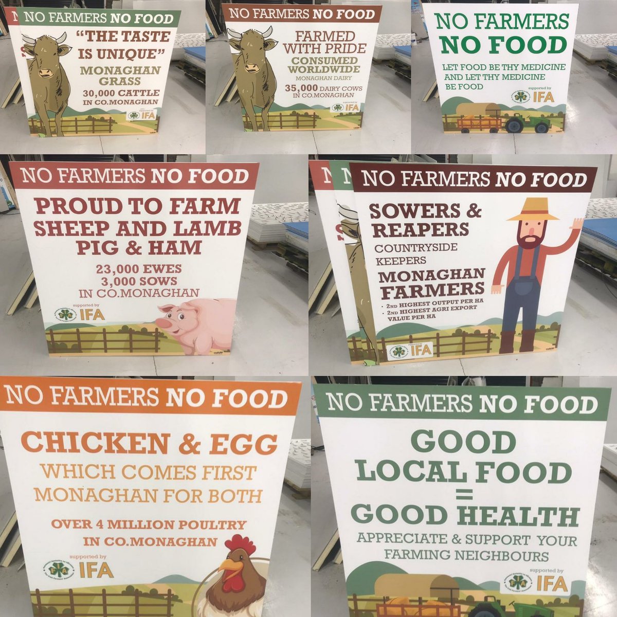 ItsAaronMcElroy's tweet photo. A few of the posters being put up around Monaghan as part of the County Monaghan IFA "No Farmers, No Food" campaign. 
https://t.co/M16UAoAl1f https://t.co/BwAOLuzegs