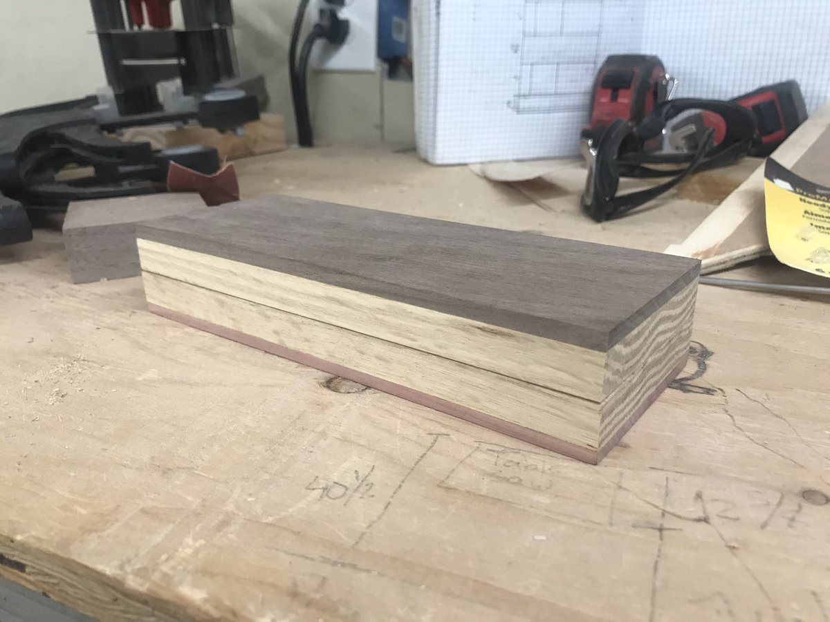 infecthall's tweet photo. Decided to take some pictures over lunch of the dice box progress! There are still some small tweaks that need to happen but it’s pretty sweet with the magnet closures! Let me know what you think and if you’d change anything! #mtg #dnd #mtgdeckvault #dicebox #woodwork https://t.co/A9jClK5guW