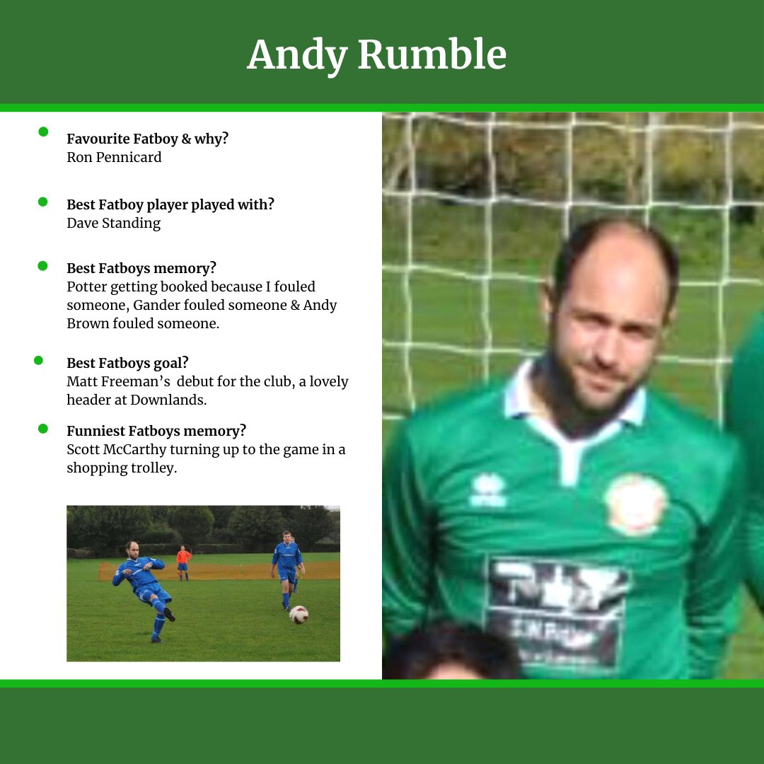 OfficialHFBFC's tweet photo. 🚨TUESDAY’S Q&A🚨
Let’s get reacquainted with another legend, another original Fatboy. The original ‘dirtiest player’ @rumbledinho
Andy Rumble
Year Joined: 2012
Position: Centre Back
Nickname: Rumble/Shiny Bonce
#HFB #FAATS #HassocksFatboys https://t.co/UwYxUV22DY