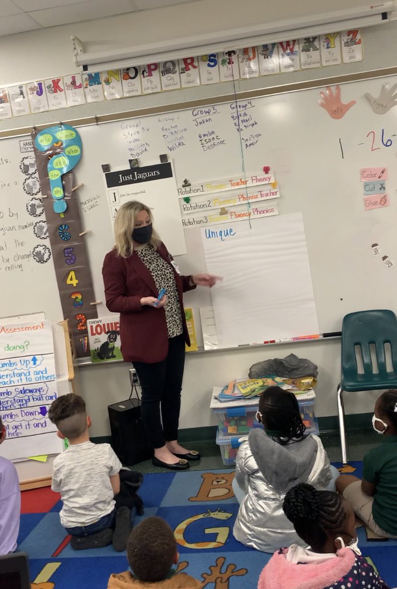 Our wonderful District writing coach, Ms.Leathers, modeling a lesson in Kindergarten! <a href="/JustES_STEM/">Riverwalk STEM Academy @ Just Elementary School</a>