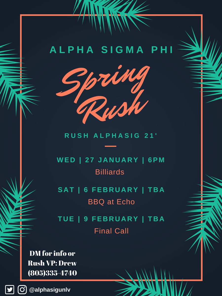 AlphaSigUNLV's tweet photo. Want to know what it means to be an AlphaSig? Come chill with the brothers, our first event is tomorrow.
Contact Drew if you have any questions or DM for info 
Further details on events will be posted later so turn your notifications on https://t.co/vYeudUzCMs