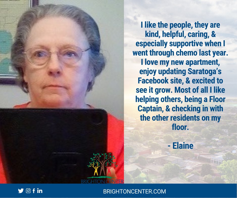 brightoncenter's tweet photo. Did you know that #BrightonCenter has over 200 units of affordable housing mainly for individuals 55 or 62 and older? Meet Elaine, one of the residents.  Elaine shares a bit about what she loves about this community.

#residentspotlight #nky #kentucky #adult https://t.co/rU79waUdZM