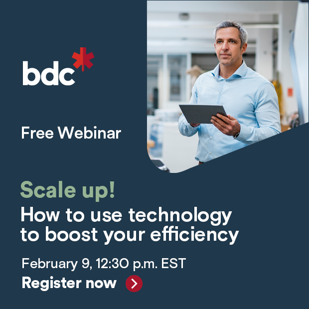 XLRatorFV's tweet image. Scale up! How to use technology to boost your business’s efficiency. On February 9, join @bdc_ca experts as they show you how to implement tech solutions effectively by optimizing your processes and creating a digital company culture.

bit.ly/36bLK00

#BDC #FVTech