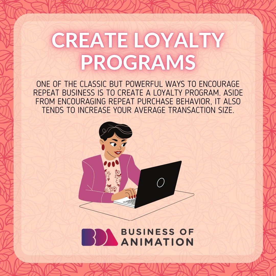 animationbiz's tweet image. Here are 5 ways to retain your new animation clients and turn them into repeat clients:

1. Be easy to work with
2. Create loyalty programs
3. Offer discounts and incentives

#AnimationLoyalClients #AnimatorsLoyalClients #MotionGraphicArtistLoyalClients #AnimatorRepeatClient

1/2
